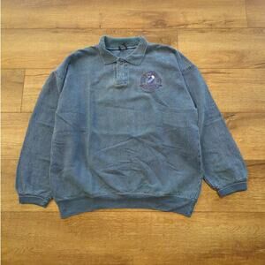 VTG Wek The World Men's Large Polo Long Sleeve Rugby Boat Garment Dye Skater Y2K